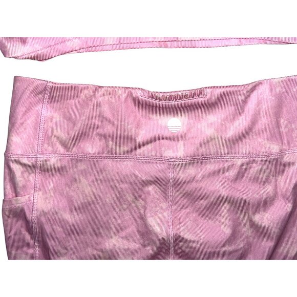 Tie-Dye Sports Bra & Shorts Set Sz XXL Pink Ruffled Straps Womens Activewear By - Picture 10 of 10